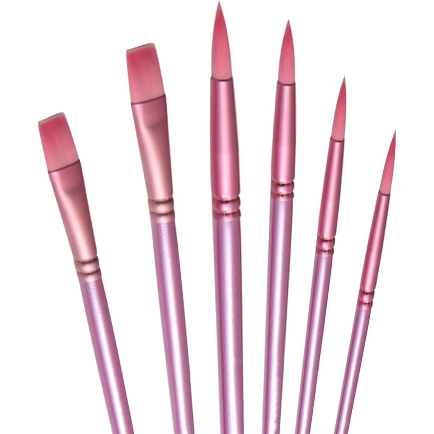 Juego de pinceles de acuarela, cabeza suave, pelo de nailon, tiza de agua, arte, cabeza redonda, cepillo de aceite de cabeza plana, suministros de pintura para estudiantes, 4/6 Uds.