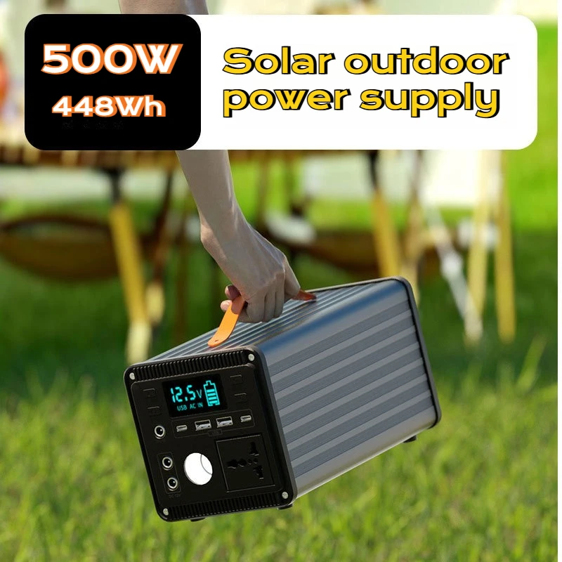 500W Portable Charging Station 448Wh with Super Bright LED with 220V AC Plug Power Bank for  Camping Fishing Emergency Mobile