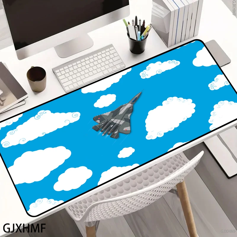 fighter plane Mausepad blue Desk Mat Gaming Mat Pad on The Table Office Gamer Accessories Keyboard Mats Mouse Pad Mouse Carpet