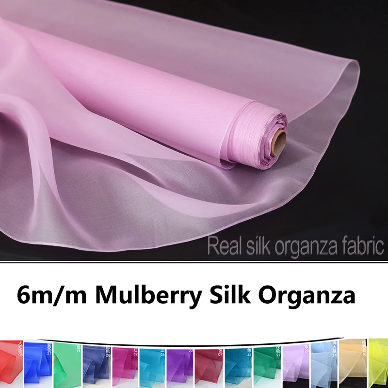 100% Mulberry Silk Organza ,Width 138cm, Thickness 6m/m, Pure Silk Tulle Fabric for Wedding DIY Sewing By The Meter