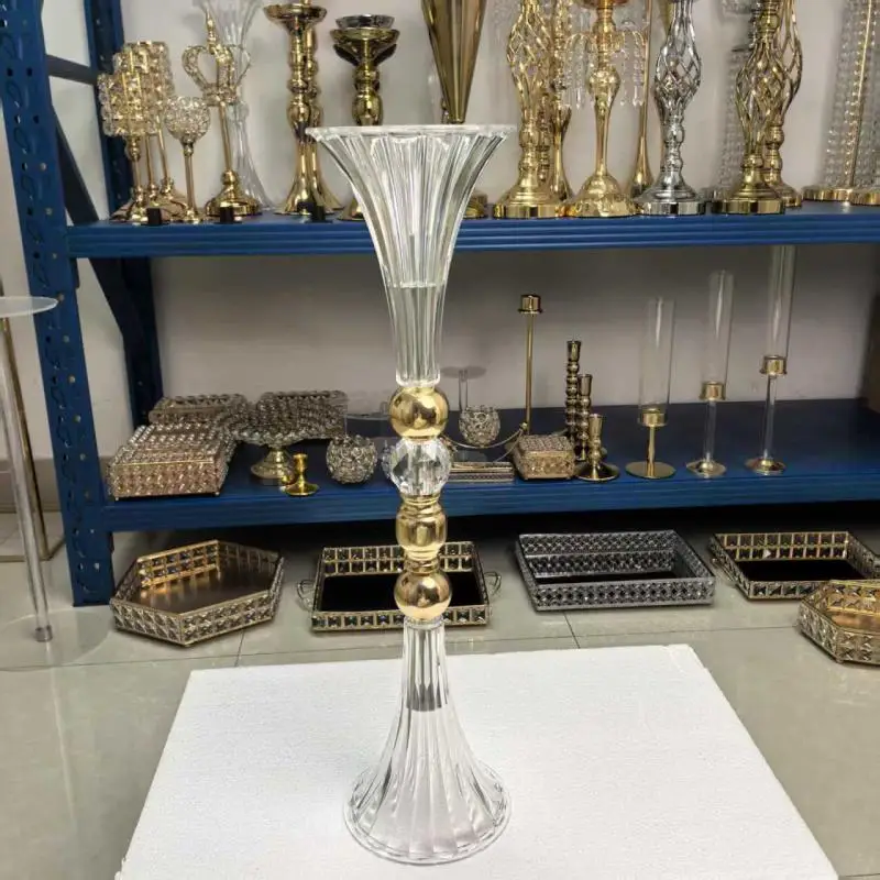 

10PCS Wedding Prop Acrylic Transparent Horn Decorative Vase Table Decorations For Birthday Party Stage Hall Home Centerpieces