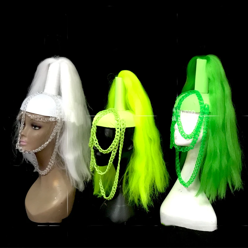 

New Sexy Fashion Headdress Women Costume Fluorescent Color Chain Headwear Wigs Cosplay