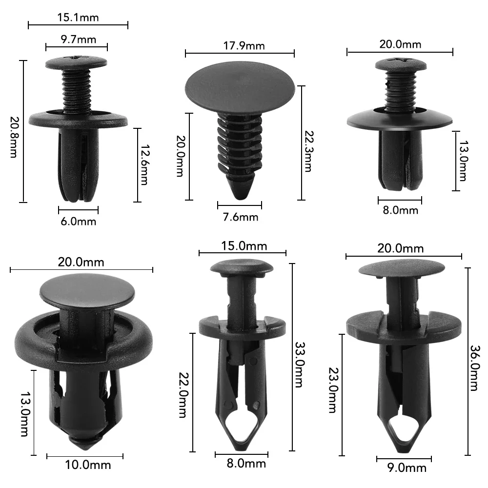 Clips de sujeción automáticos para   Accord CRV HRV Jazz Fit, 6 tamaños, 60 piezas