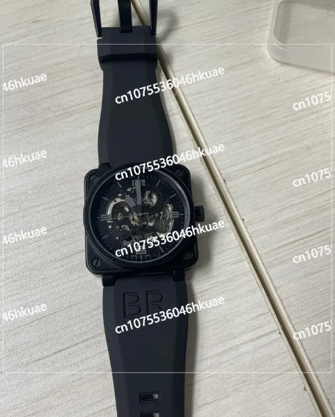 

Large Dial Men's Watch Men's Automatic Mechanical Watch Bell Brown Leather Black Ross Rubber 46mm Hollow
