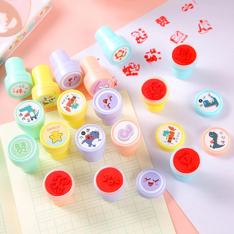 20 قطعة طوابع متنوعة للأطفال طوابع الحبر الذاتي الاطفال لعبة الحيوان ديناصور زهرة ختم سكرابوكينغ دهان داي ألبوم صور ديكور ﻿