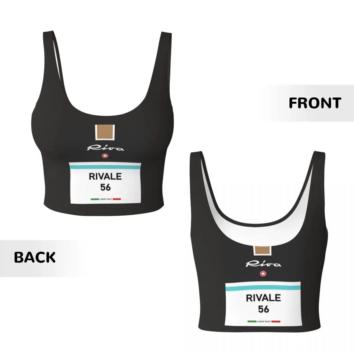 Benutzerdefinierte Rivale Riva Aquarama Italien Französisch Riviera Monaco Vintage Frauen Sport Weste BH Workout High Impact Yoga Crop Tank Tops