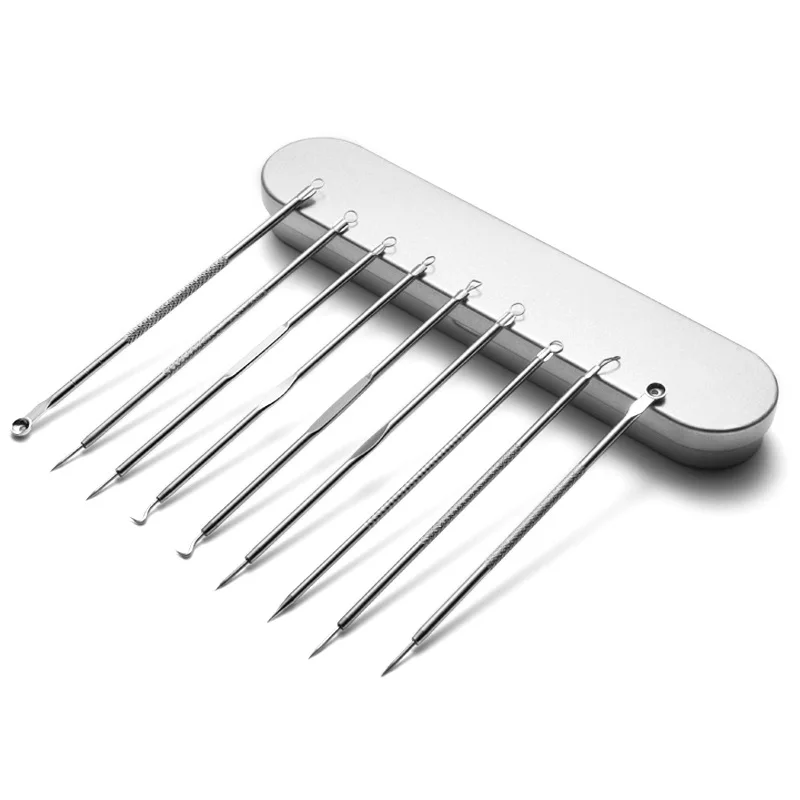 Roestvrijstalen acne-naaldclip met dubbele kop Verwijderen van acne-mee-eters Beauty Tool Set Mee-eters verwijderen met acne-naalden