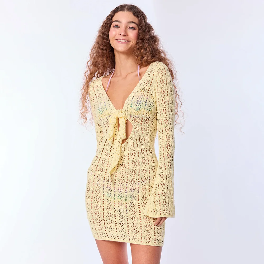 

Сексуальное вязаное пляжное платье, струящееся летнее платье макси, легкий купальник, пляжная одежда, кимоно, женская одежда, повседневная одежда в стиле бохо