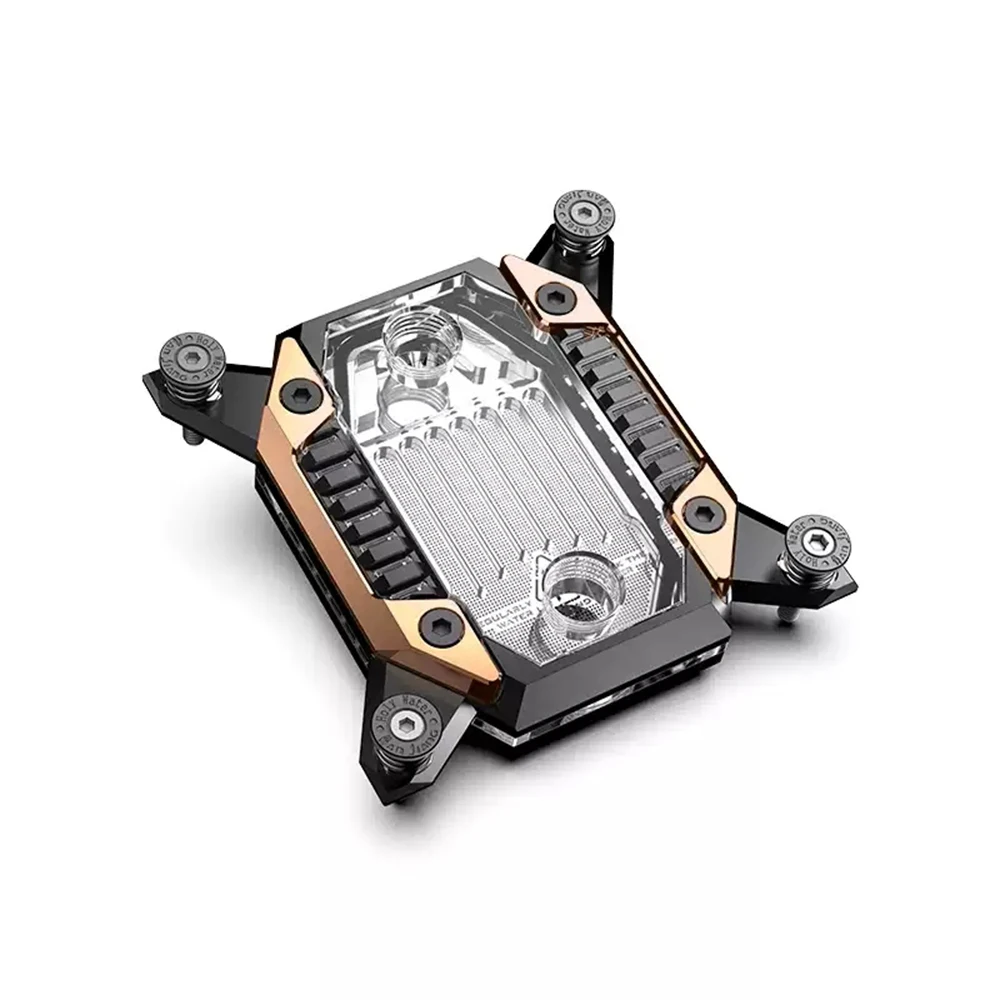 Copper CPU Water Cooling Block Featuring High Flow Optimized 0.075mm Fins Clean Design for Intel LGA 1200/1700/115x