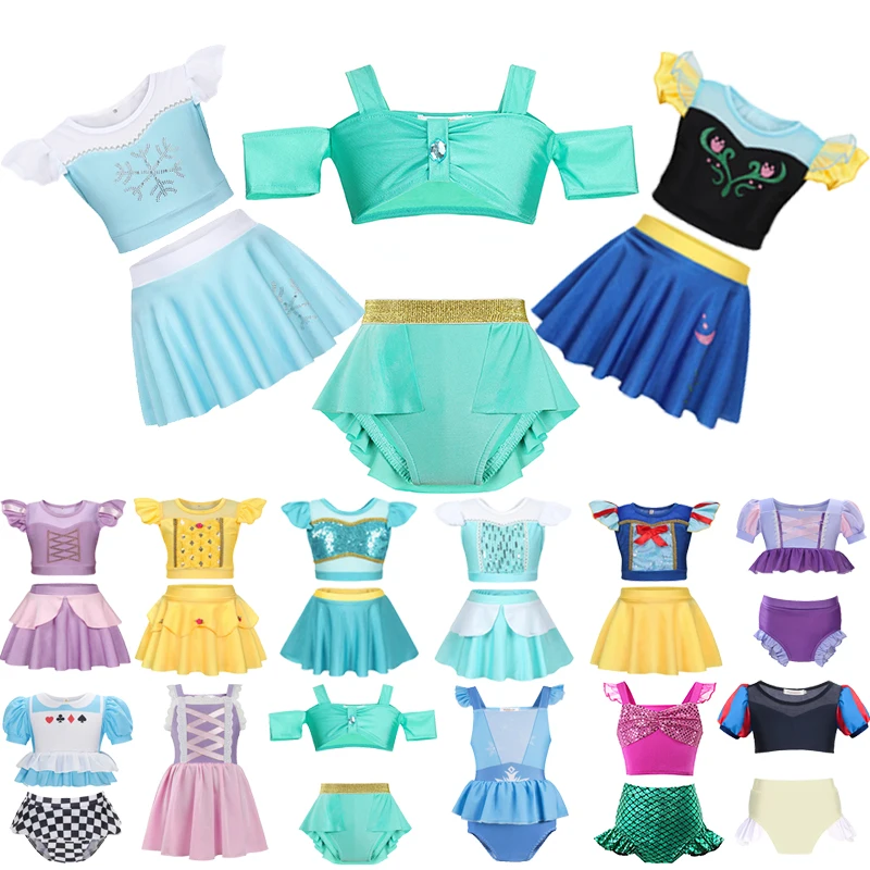 

Summer Anna Swimsuits Girls Elsa Belle Swimwear Children Princess Bikini Swimming Clothing Snow White Kids Pool Party Beachwear