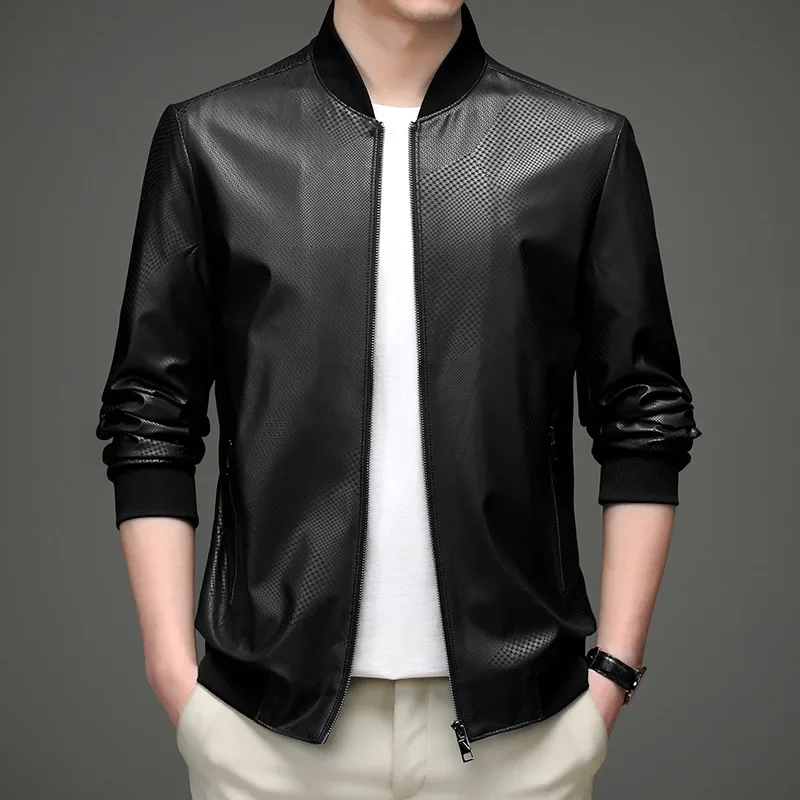 

Stand Collar Breathable Frosted Imitation Leather Coat Autumn New Men PU Leather Jacket Fashion Casual Versatile Men Outerwear