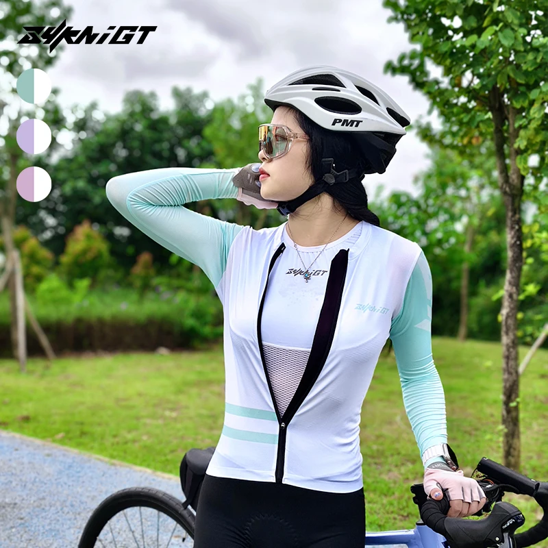 ZYKNIGT Women\'s cycling jersey Slim fit sun protection Seamless bonding process Cycling long sleeved top Cycling shirt