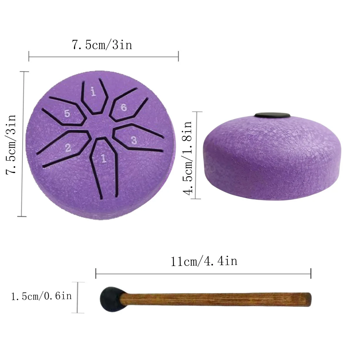 3 Inch 6 Tone Steel Tongue Drum Mini Hand Pan Drums Drumsticks Music Tambourine Drum With Accessories Instrument