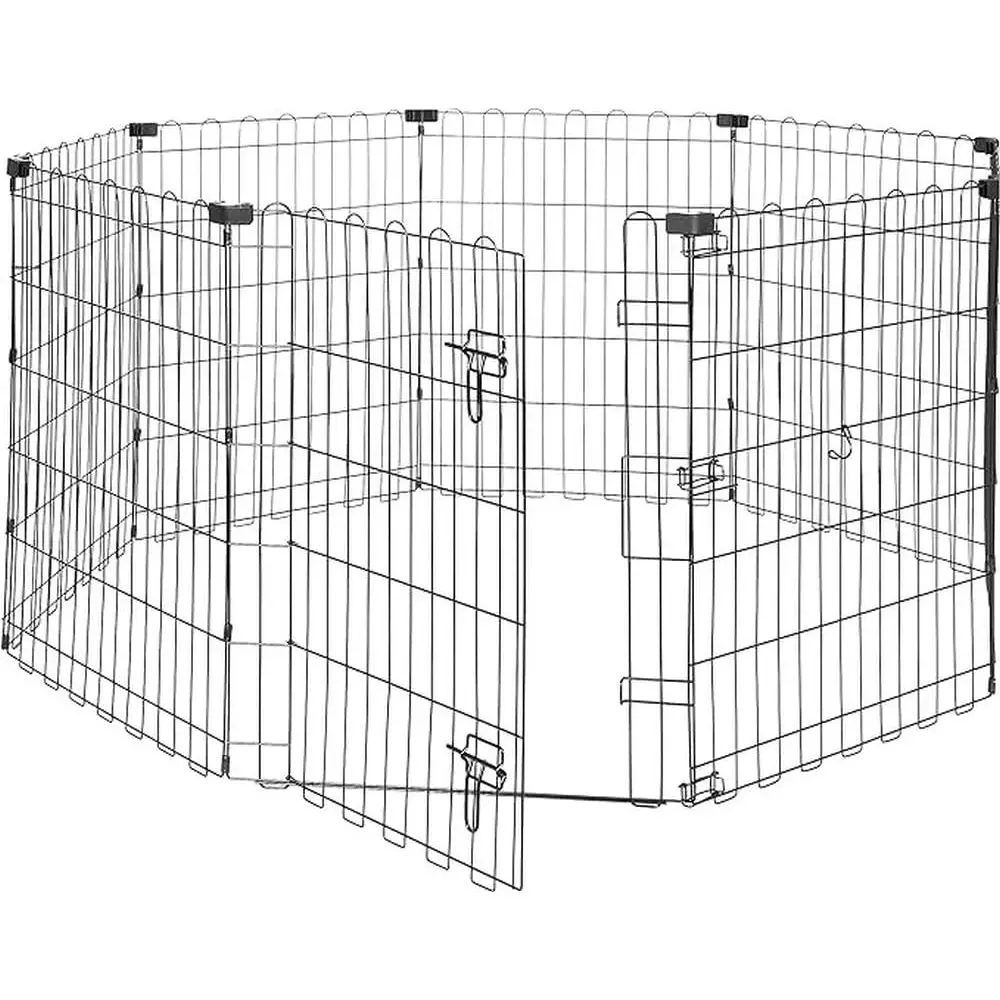 

oldable Octagonal Metal Exercise Dog Playpen - Indoor/Outdoor, Single Door, Small (8 Panels, 24 x 30), Easy to assemble and stor