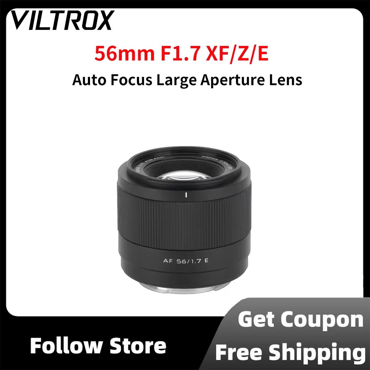 VILTROX AF 56mm F1.7 APS-C Auto Focus Portrait Large Aperture Camera Lens for Fujifilm XF Sony E Nikon Z Mount Camera