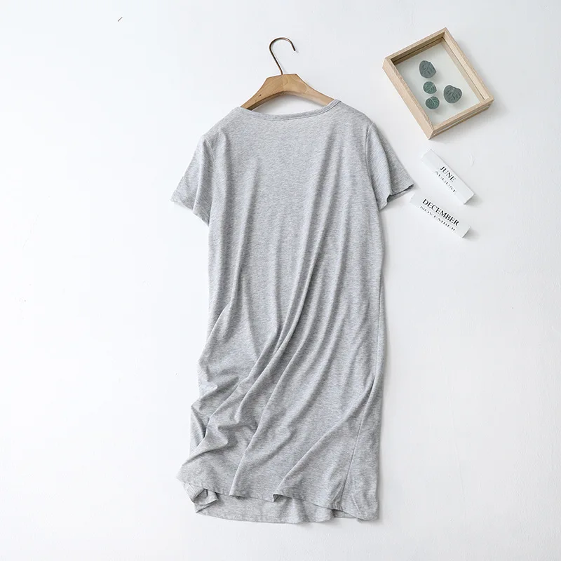 2024 Summer Women Casual Sleep Dress Cotton Loungewear Nightgown Female Short Sleeve Top Quality Loose Home Dress Plus Size