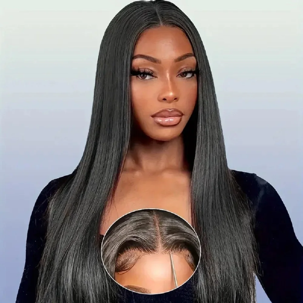 

Парик из натуральных волос 7x6 HD Full Lace Closure, плотность 200%, прямые волосы, натуральный цвет, для женщин, 44-46 дюймов, Remy Hair