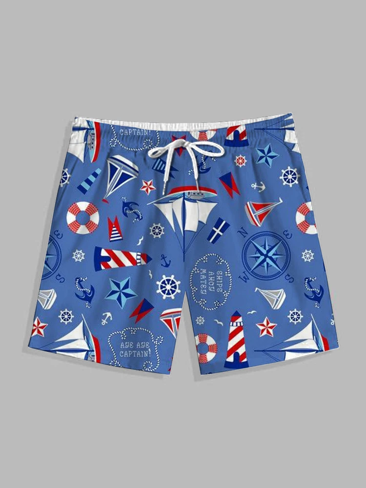 Seaside Resort Pool Activities Beach Shorts Hawaiian Style Men's Shorts Summer Comfortable Casual Shorts Tropical Palm Print