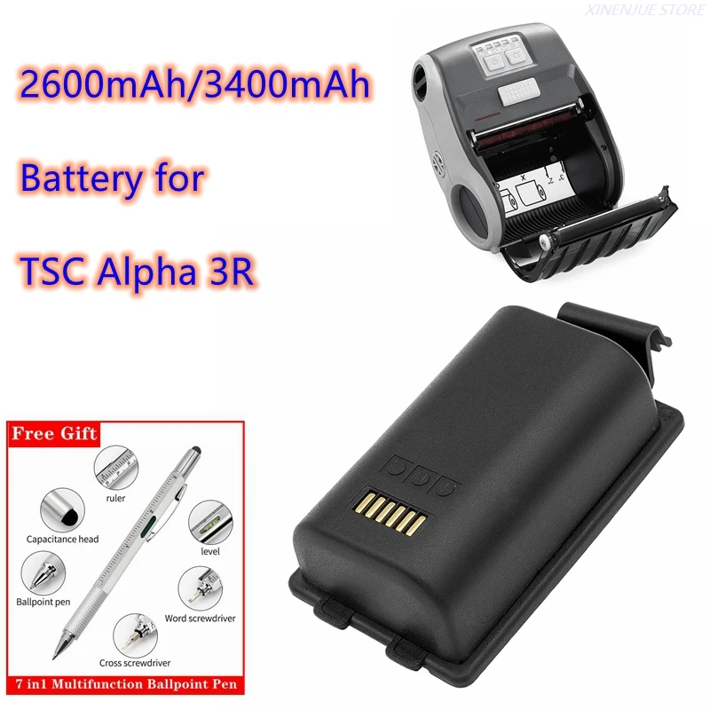 Portable Printer Battery 7.4V/2600mAh/3400mAh A3R-52048001 for TSC Alpha 3R