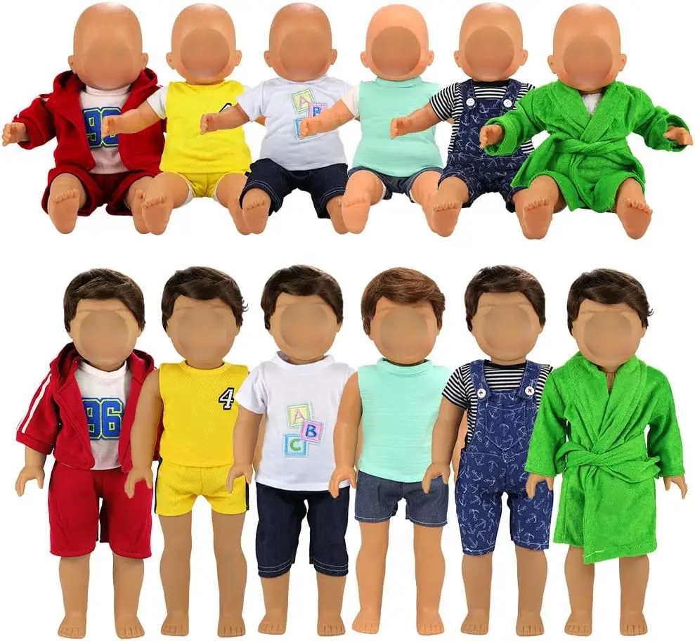 BARWA Boy Doll Clothes 6 Sets Boy Doll Clothes Daily Casual Clothes Outfits Compatible for 14 to 16 Inch Baby Doll and 18 Inch