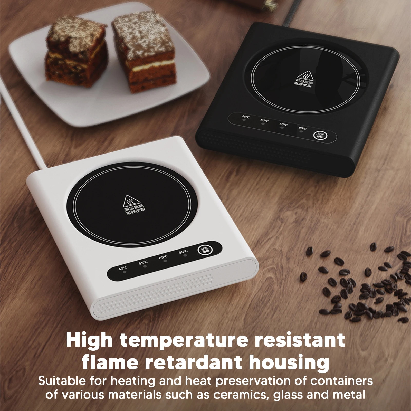 Aquecedor de canecas com ajuste de temperatura de 3 níveis, resistente a altas temperaturas, aquecedor de copos de mesa