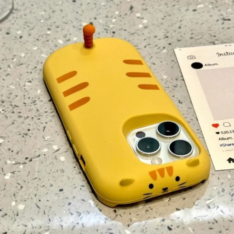 

Phone Case For iPhone 16 15 14 13 Pro Max New Korean INS Creative Funny Cartoon 3D Cat Cute Kitten Shape Soft Protective Cover