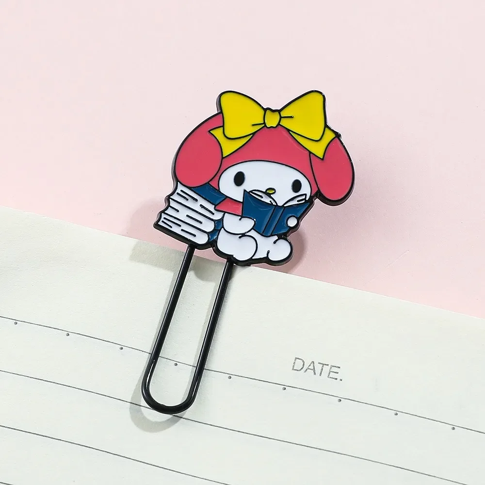 1pcs Kawaii Cute Hello Kitty Metal Paper Clip Bookmarks Anime Fan Collect Sanrio Series Girls Gift Stationery School Supplies