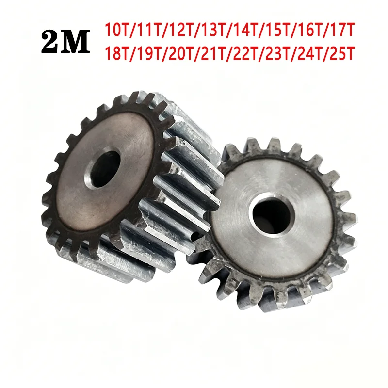 Flat Gear 2M-10T 11T 12T 13T 14T 15T 16T~25T 45# Steel Cylindrical Gear 8/10mm Bore High Frequency Quenching Teeth  Pitch 6.28mm