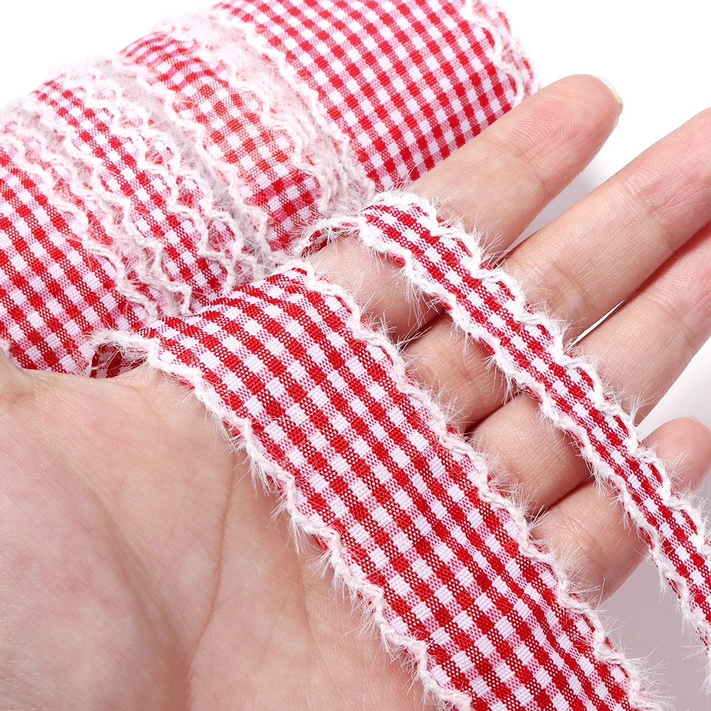 5 Yards kariertes, gewelltes Samtband mit geschwungener Kante, handgemachte Schleife, Geschenkverpackung, DIY-Schleife, Haaraccessoires, Kleidung, Hüte, Blumendekoration – Detail 8
