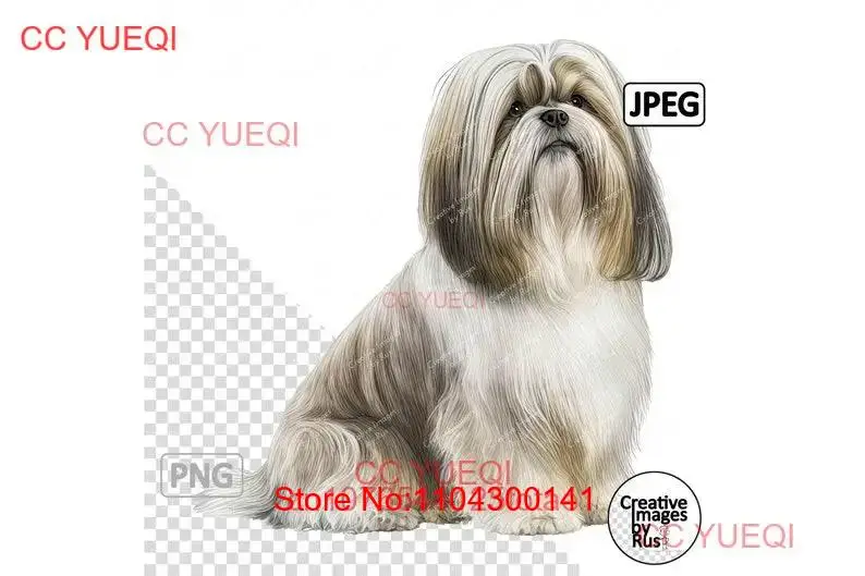 Lhasa Apso Dog Clipart Watercolour Image Instant Digital Download High Quality PNG JPEG JPG Sublimation Wall Art Commercial Use