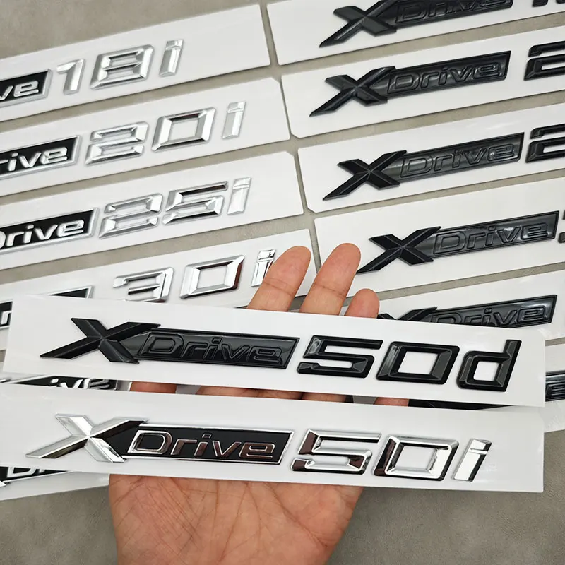 3D ABS Letter Xdrive Emblem Car Fender Rear Trunk Sticker XDrive 18d 20d 25d 30d 35d 40d 50d 18i 20i 25i 30i For BMW Accessories