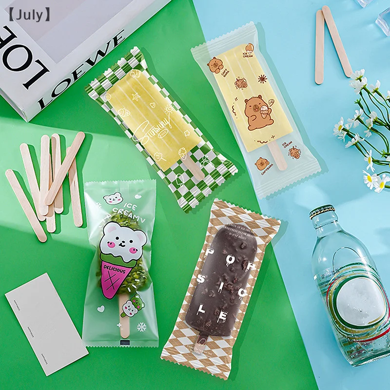 

100pcs Food Grade Ice Pop Bags Disposable Plastic Popsicle Bags Freeze Treat Storage Ice Cream Mold Bag