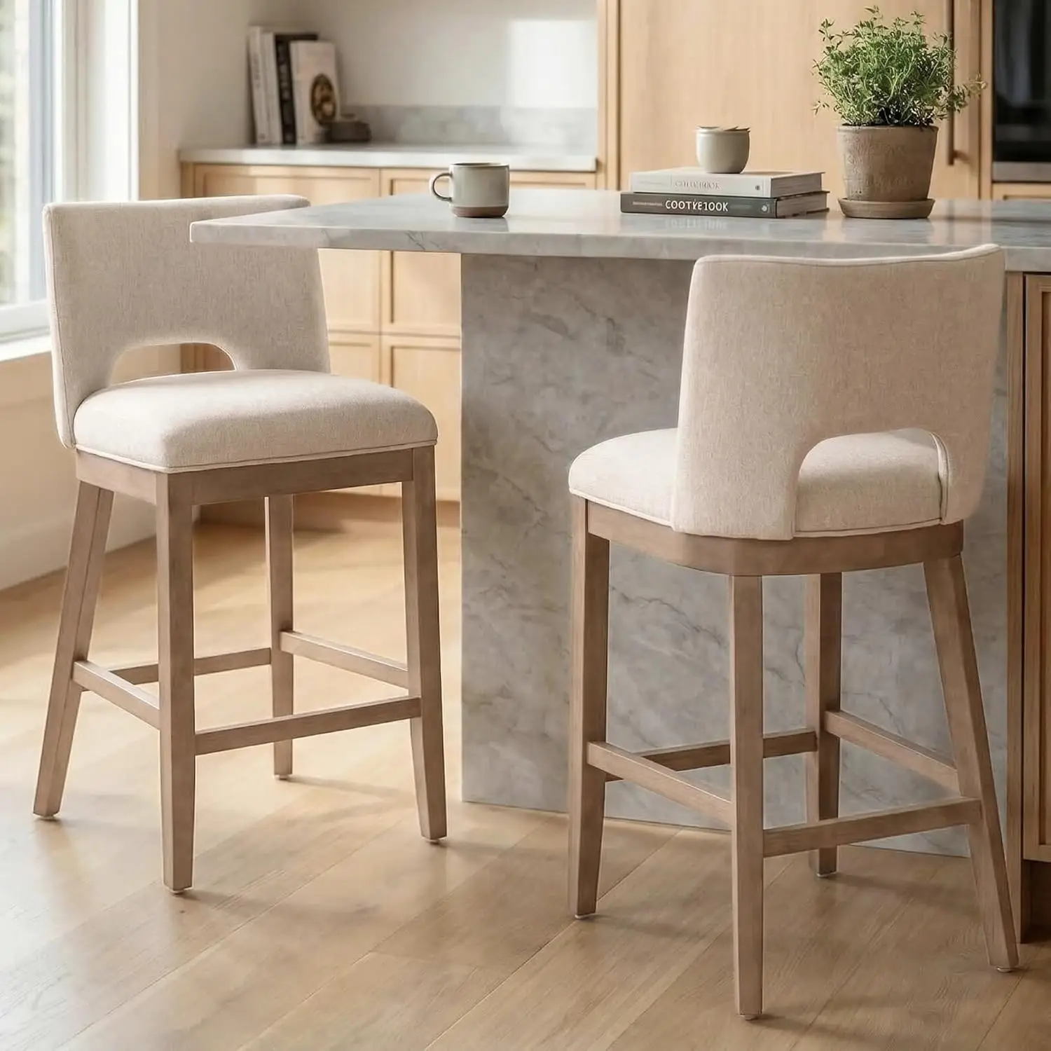 Beige Bar Stools 2PCS 26