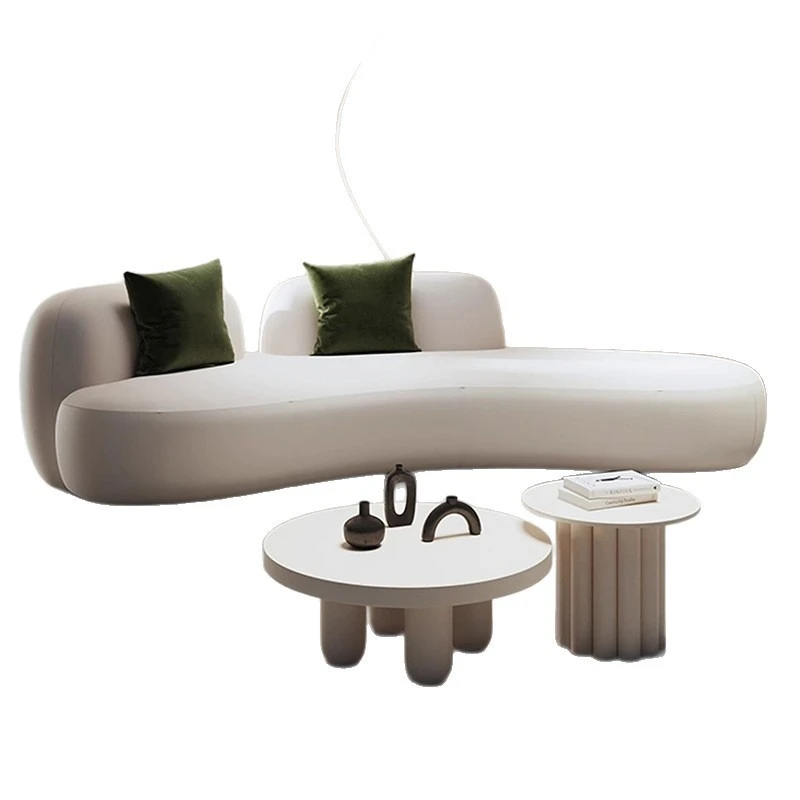 Semicircular arc Internet celebrity cream style special-shaped sofa model room reception leisure lounge sofa