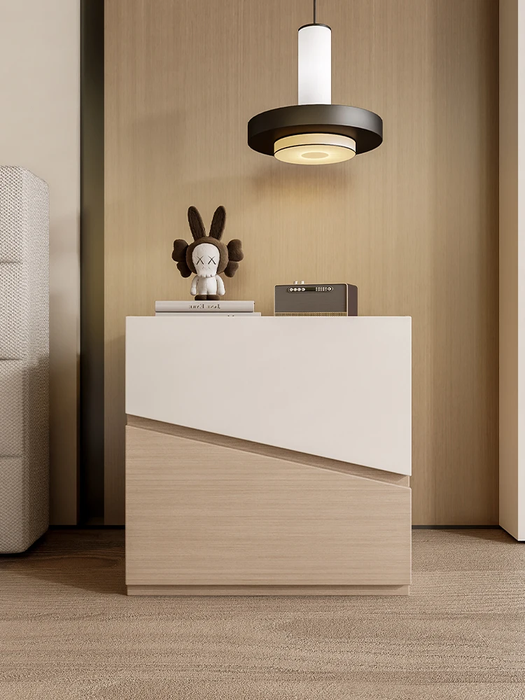 Solid wood bedside table 2025 new light luxury high-end home bedroom drawer bedside storage