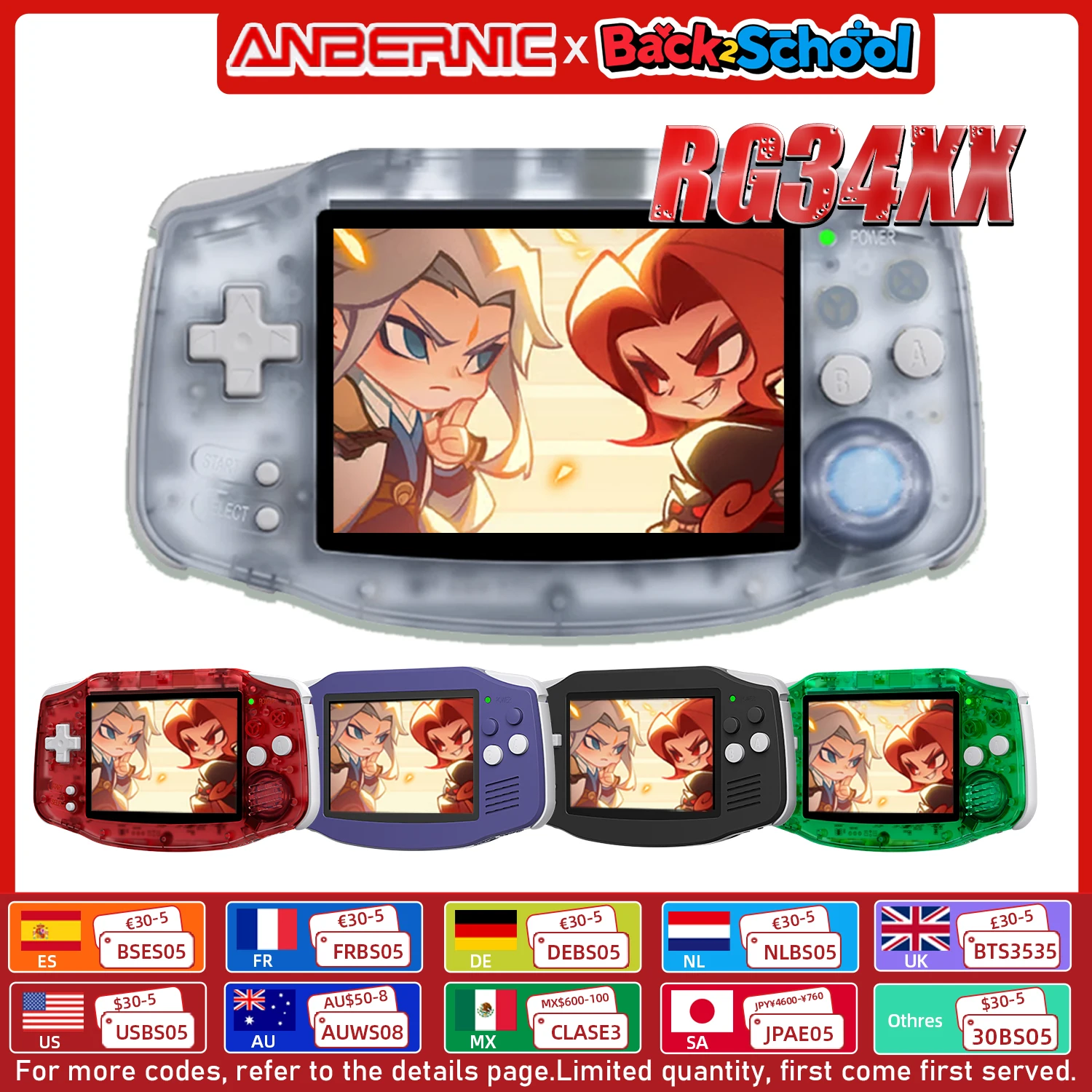 Anbernic جديد RG34XX ريترو لعبة وحدة التحكم مع 32G TF بطاقة المحمولة الألعاب وحدة التحكم 3.4 بوصة IPS شاشة 3500mAh بطارية HDMI-Out