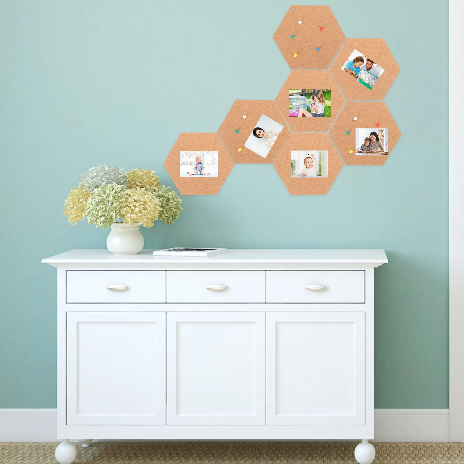 Hexagonal Corkboard Small Notice for Office Frameless Reminder Bulletin Decorative Accessories Note