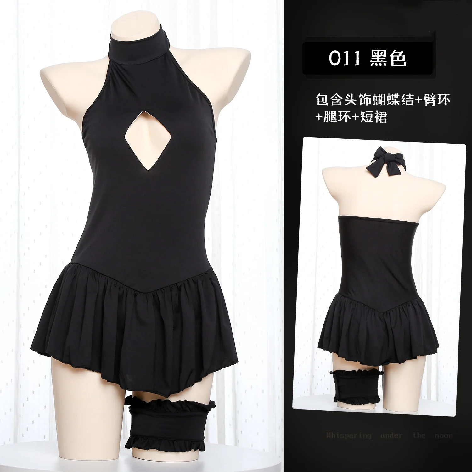 Japanese anime my king Cos dead pool water black swimsuit baby neck openwork dress Black halter dress with neck suit Swimsuit