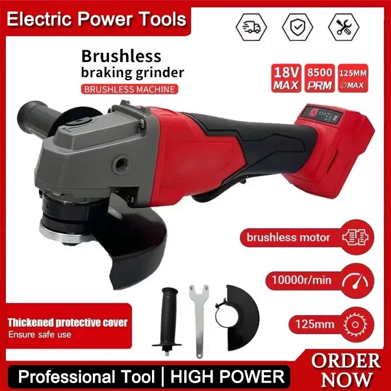 

Горячая распродажа: 125-мм угловая шлифовальная машина, электрическая, высокомощная, бесщеточная, беспроводная, с регулируемой скоростью, для полировки и резки, инструмент для 18В аккумуляторов.