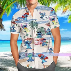 Disney Lilo Stitch Hawaiian Shirt Summer Men's and Women's Fashion Short-sleeved Shirts Hawaiian Shirt Stitch Casual Beach Shirt