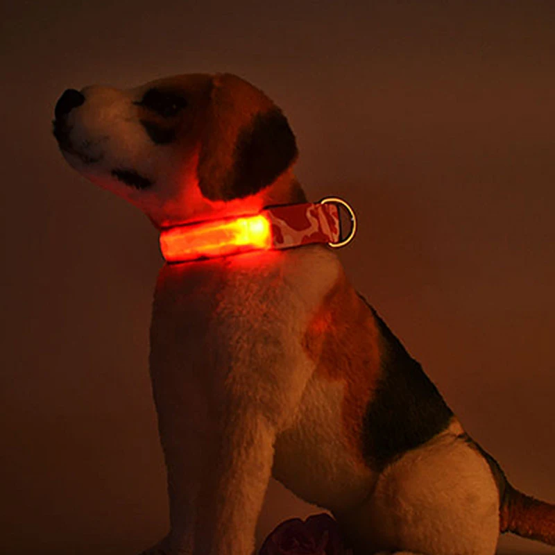 고양이 강아지용 야간 안전 개 목걸이, 빛나는 번쩍이는 밝은 나일론 반사 LED, 반려동물 용품