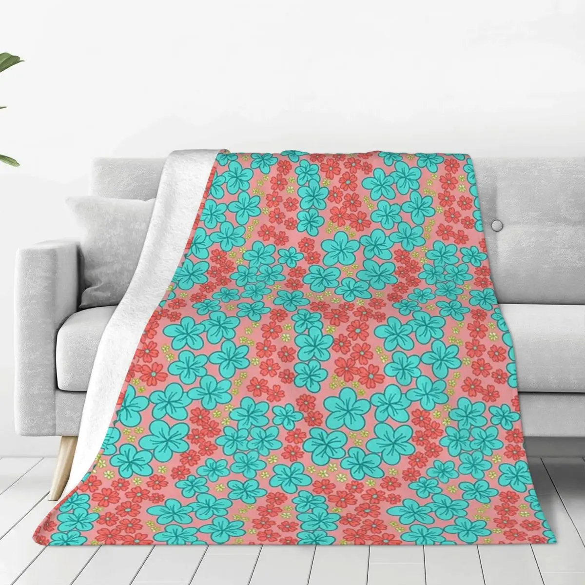 Blue Cherry Blossom Gard Blankets Fleece Breathable Sofa Throw Blankets For Couch Bedding Office Throws Bedspread Quilt