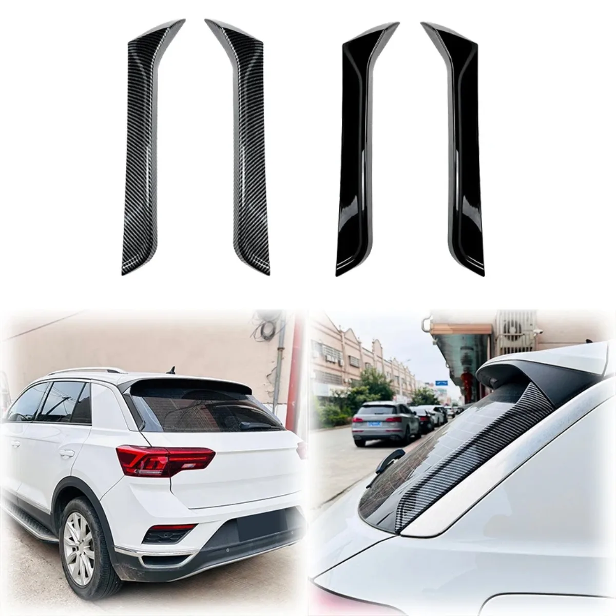 Paar Auto Heckscheibe Seitenspoiler Flügel Lip Body Kits Splitter für VW T-ROC SUV A11 MK1 R R-Line TSI TDI 2017-2023