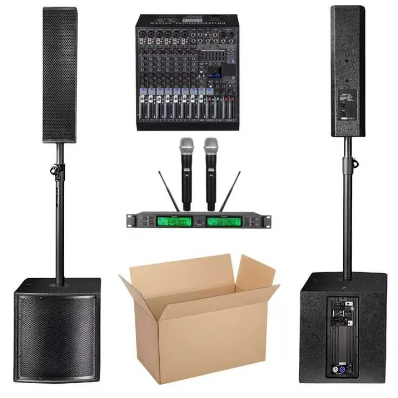 Audio equipment group 4 * 4 inch column array speaker power supply 15 inch subwoofer with amplifier active speaker