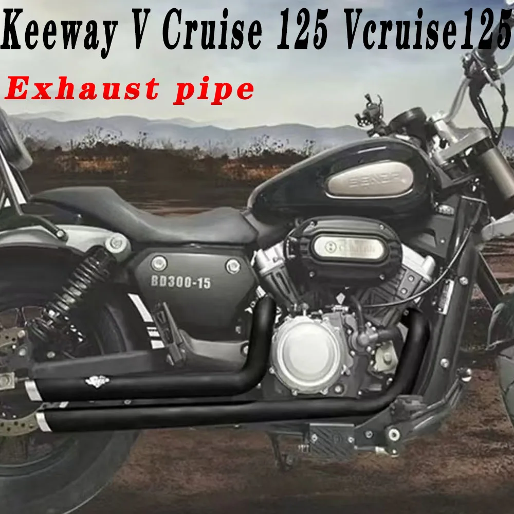 

For Keeway V Cruise 125 Vcruise125 Retro Motorcycle Exhaust Silencer Pipe Right Side Double Tube With Stainless Steel Material