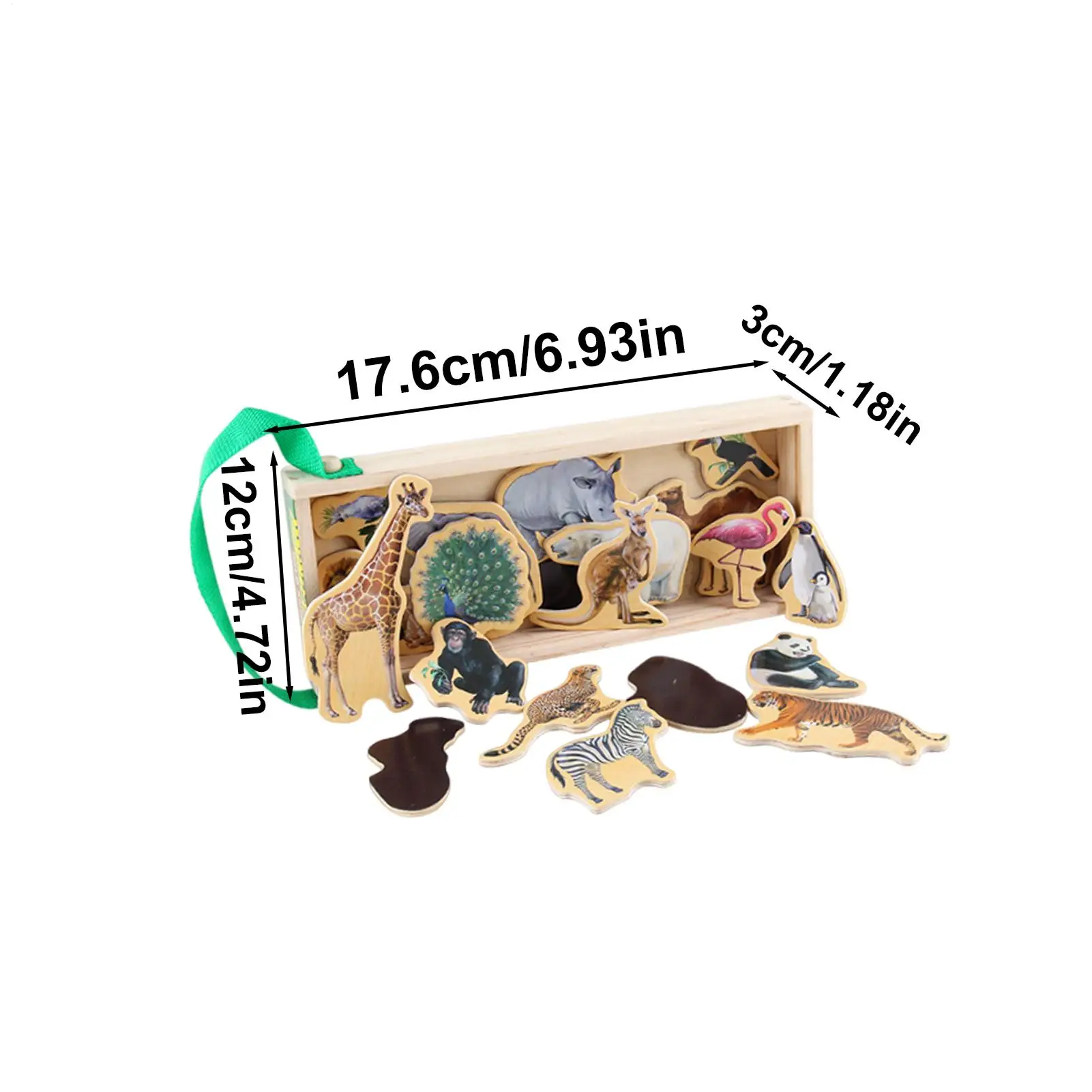 Kinder-Kühlschrankmagnete, Holzpuzzle-Spiel, Kinder-Kühlschrankmagnete, pädagogisches Metallbrett, magnetisches Zubehör für Wildtiere