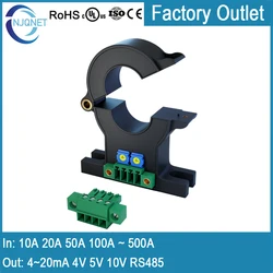 Hall effect current sensor Split core current transmitter QNDBK1-21 AC DC 30A 50A 100A 200A  / 4~20mA 10V 5V Current Transducer