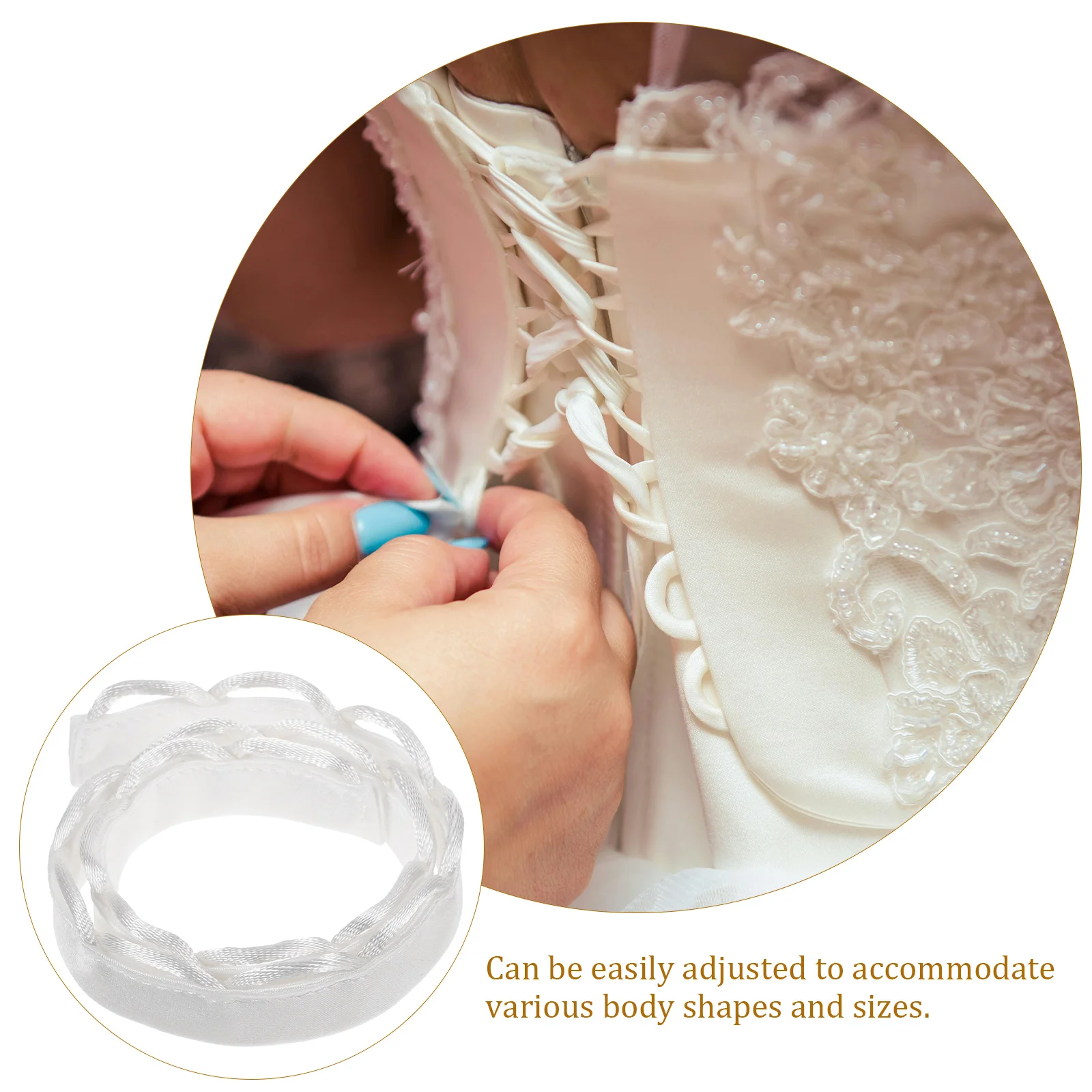 

45cm Wedding Dress Sling Loops Adjustable Tie Back Bridal Gown Cords Fabric Straps Buttonhole Loops For Dresses Accessories