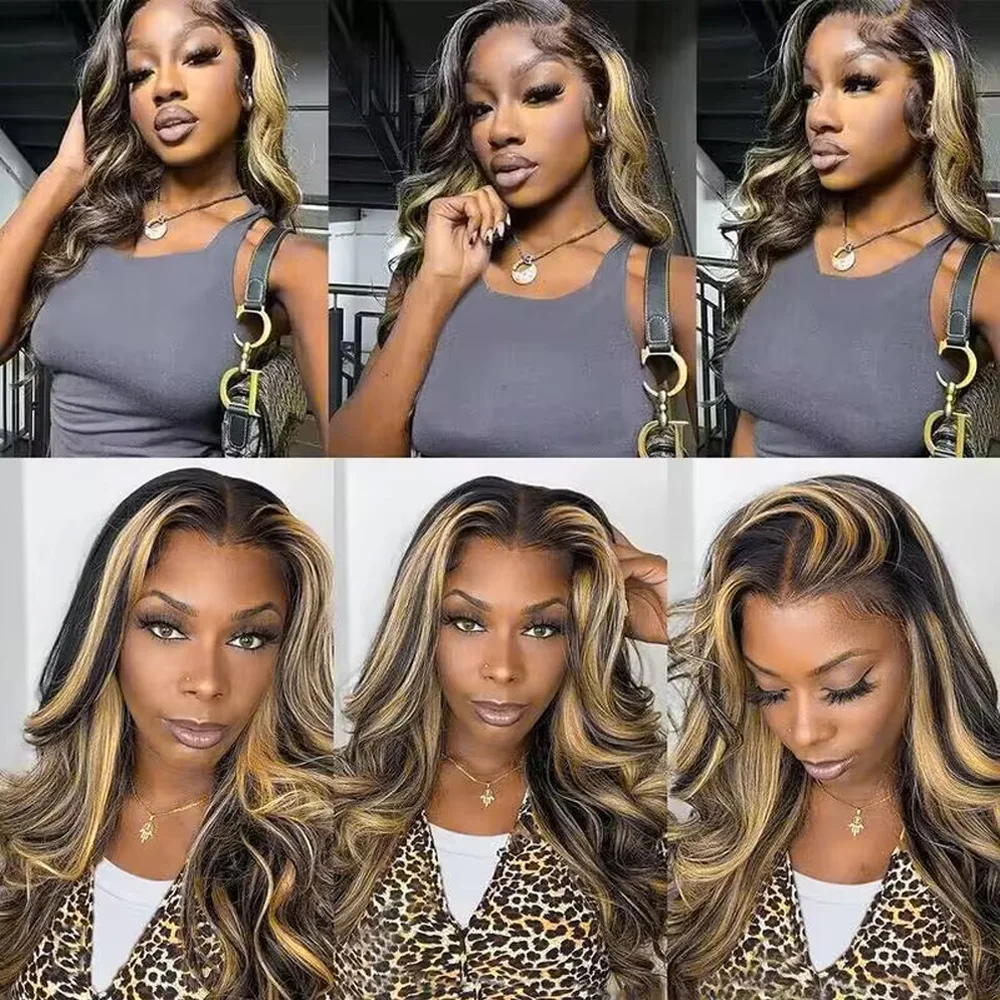 Blonde Highlight Wig Human Hair 250% Brazilian Glueless 30 40 Inch Body Wave Lace Frontal Human Hair Wigs 13x4 13x6 HD Lace Wigs image 5