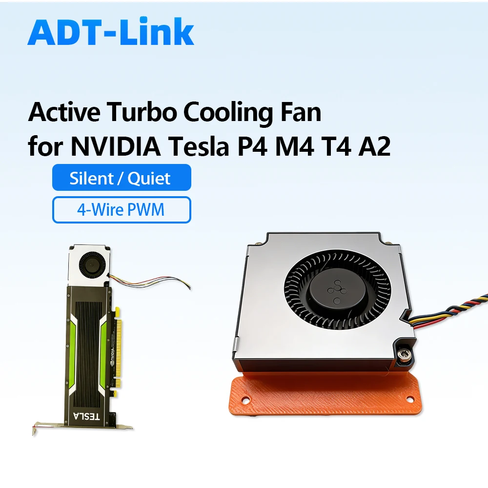 For NVIDIA Tesla P4 M4 T4 A2 GPU Graphics Card Modification Active Turbo Cooling Fan Mute 4-wire PWM